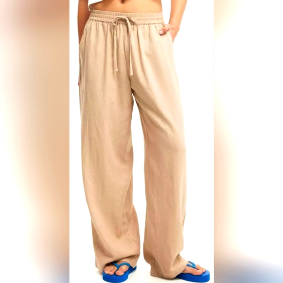 Vintage Havana Women's Rib Rayon Blend Wide Leg Pants Sand/Tan Small NWT - Picture 1 of 16